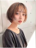 丸みショート　オレンジブラウン　博多美容室