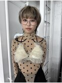 ハイライトカラーアプリコットオレンジくびれヘア