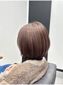 ショートボブ/丸みショート/暖色カラー/ピンクブラウン