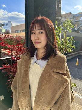 ロライマ 代官山(roraima) ミディアムレイヤー ハッシュカット ピンクベージュ