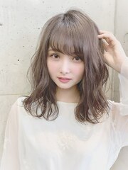 外ハネミディアム ベージュ シースルー【根本義紀】20代30代