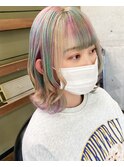 #オススメ#ユニコーンカラー#ブリーチ#ハイトーン#ボブヘア