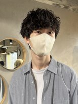 メンズ無造作ニュアンスマッシュカットパーマ（表参道原宿）
