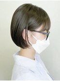 ショートボブ切りっぱなしベージュカラーダブルカラー20代30代