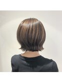 【白髪ぼかし】ハイライトベージュ×外ハネショートウルフ