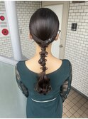 タイトヘア 編みおろし お呼ばれヘア 結婚式ヘア