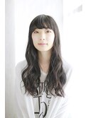 短め前髪　ロングパーマ
