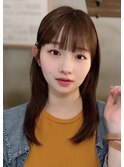 ストレート暖色ミディアムレイヤー髪質改善