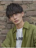 小久保styleフェザーパーマグレーブルーカラー刈り上げショート