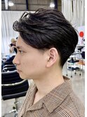 【メンズパーマ】毛流れ/刈り上げショート