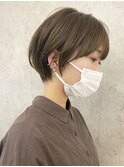 丸みショート 小顔カット イルミナカラー アッシュブラウン