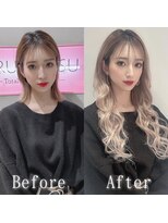 エクステ専門店あるじゃんすー 柏店 ミルクティーベージュ×ショコラベージュ#シールエクステ#柏