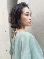 ジエクトカナウ 大阪梅田店(The Ect canow) くびれヘア×切りっぱなしボブ×アッシュブラック×大人ガーリー