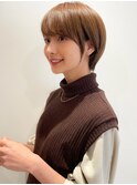 横顔マッシュ切りっぱなしボブ美髪エアリーロングピンクブラウン