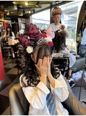 ハーフアップ盛り髪 盛り髪 体育祭ヘア