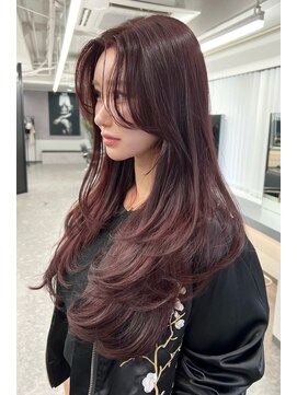 ランズ(LANDS) カシスピンク　レイヤーカット 【韓国ヘア 大阪 梅田】