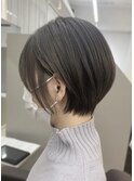 スッキリ丸みショート オリーブグリーン 前髪あり