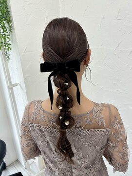プライズ 表参道原宿店(prize) タイト×ゆるふわ編みおろしベロアリボンアレンジ