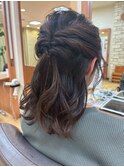 編み込みハーフアップ★結婚式 二次会 お呼ばれ ドレス