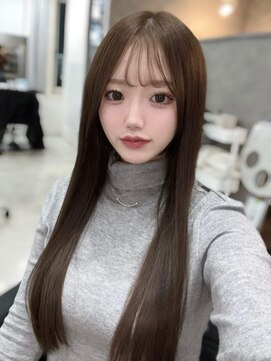 マーシュ 梅田(marshu) 吉岡Style/ブリーチなしWカラー/顔周りカット/brown beige