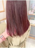 パープルピンクヘアー　おくれ毛