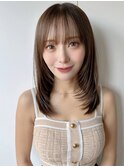 ウェットヘアオリーブベージュ×ブリーチなしダブルカラー×横浜