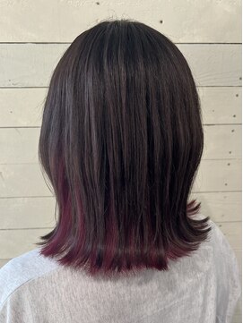 ルノン シェリー(LUNON cheliy) 外ハネミディ×インナーピンク/インナーカラー/ダブルカラー