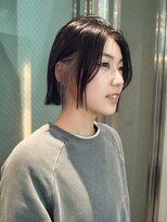 シアン(SYAN) 外ハネボブ/イヤリングカラー/グレージュ/ブリーチデザイン