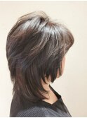 ウルフ系ミディアムレイヤー×ポイントパーマ×イノアカラー