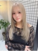 ミルクティーブロンド/ダークブルー/ワンホンレイヤー/レイヤー