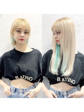 あるじゃんすー さいたま店 ブロンド×ターコイズ#シールエクステ#ホワイトアッシュ#大宮