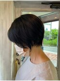 丸みショートボブ/大人ショート/黒髪/小顔カット/20代30代40代