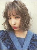[グレーベージュ/レイヤーロング/前髪パーマ/黒髪/渋谷/渋谷駅]
