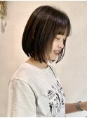 大人30代40代白髪ぼかしナチュラル切りっぱなしボブ