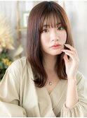 透明感ピンクブラウン外ハネロブくびれカールa戸頭20代30代40代