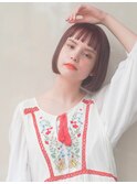 切りっぱなしチェリーブラウンボブ