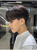 毛流れセンターパートニュアンスパーマカルマヘアメンズパーマ