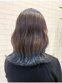 大人可愛い裾カラーブリーチブルー