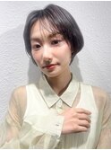 黒髪/オリーブグレー/小顔見せ◎丸みショートボブ透明感p北浦和