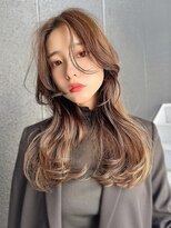 アンジェリカラボ 梅田店(ANGELICA LABO)&nbsp;韓国風くびれレイヤーカット×グレージュ×透明感ブラウン川又