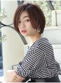 前髪なし耳掛け丸みくびれショートボブ20代30代40代50代(蘭)