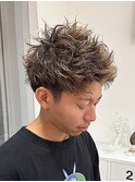 メンズスパイラルパーマショートハイライト【suiw】昭和町