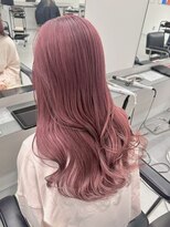 リムレスバイサンク 万代 新潟駅(LIMLESS by cinq) ピンクベージュペールピンクカラー顔周りワンホンレイヤーカット