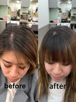 美容室 びゃんびゃん 社店&nbsp;クロスパーマ/前髪の生え矯正パーマ/暗めカラー/デザインカラー