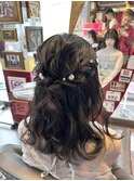 ハーフアップ 結婚式 お呼ばれヘア