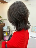 髪質改善カラーくびれミディアムレイヤーカット小顔アッシュ