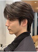 メンズセンターパートウルフセンターパートニュアンスパーマ襟足