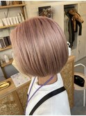 #ショートボブ #ピンクベージュ #ペールピンク