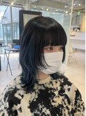 ＊ウルフミディアムウルフカット！インナーカラーブルーネイビー