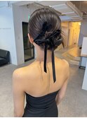 リボン + カチモリヘアアレンジ